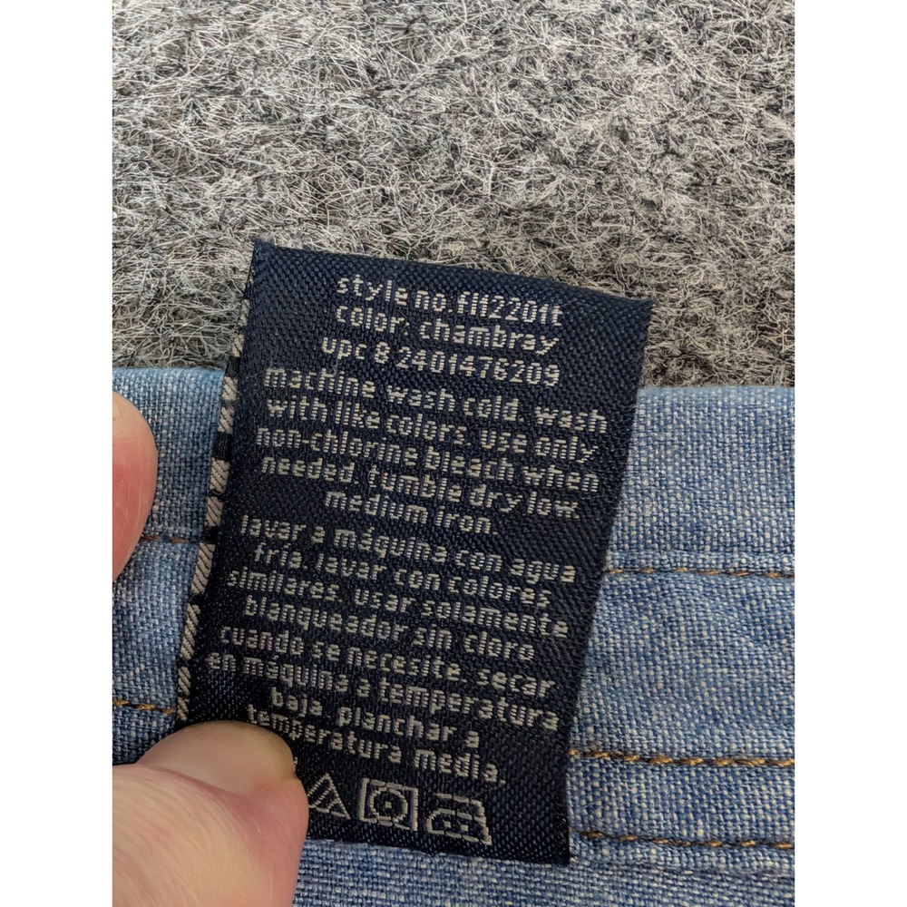Faded Glory Womens Blue Chambray Short Sleeve Snap Button Down Shirt Large 12-14 - Picture 4 of 9